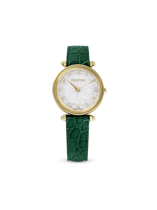 Swarovski Watch with Green Leather Strap