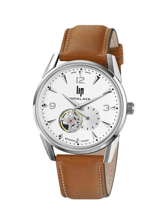 Lip Watches Himalaya Watch Automatic with Brown Leather Strap