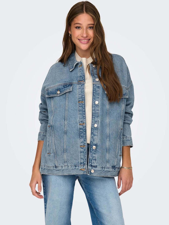 Only Women's Short Jean Jacket for Spring or Autumn Blue