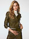 Only Women's Short Biker Artificial Leather Jacket for Spring or Autumn Khaki