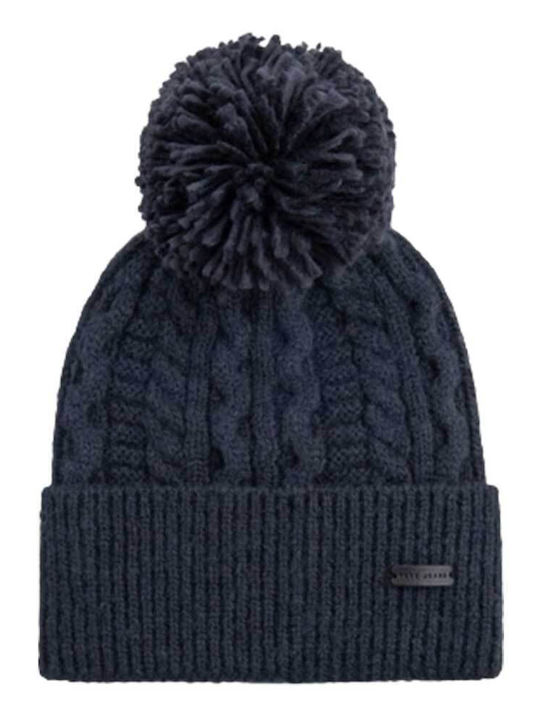 Pom Pom Beanie Frauen Beanie Gestrickt in Blau Farbe