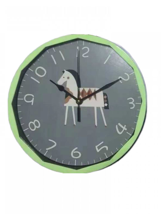 Kids Wall Clock Plastic Green