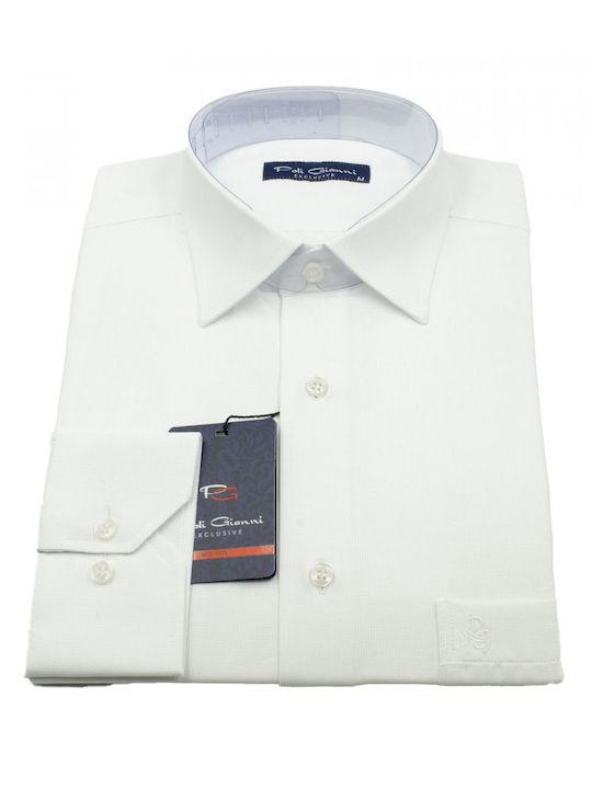 Poligianni Men's Shirt with Long Sleeves White
