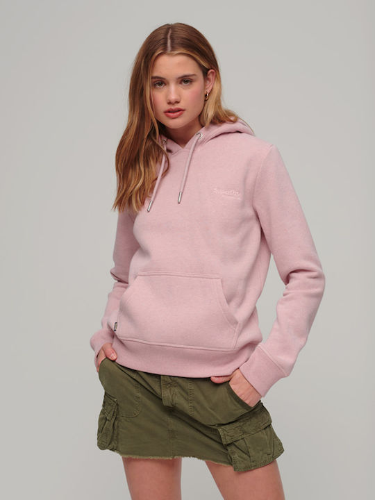Superdry Γυναικείο Φούτερ με Κουκούλα Ροζ
