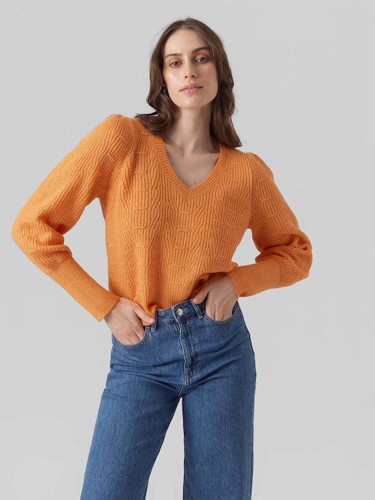 Vero Moda Damen Langarm Pullover Orange