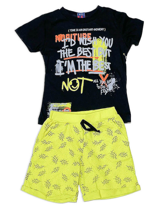 Children's t-shirt and shorts black-yellow for boys (2-5 years)