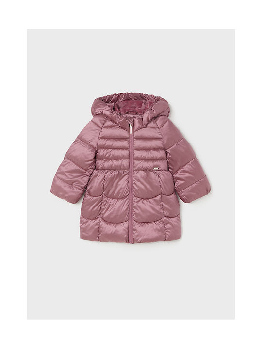 Mayoral Girls Quilted Coat Pink with Ηood