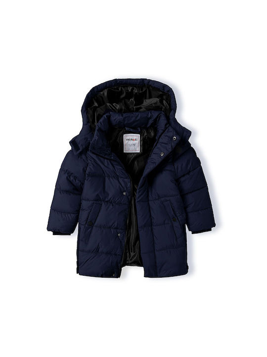 Minoti Boys Quilted Coat Navy Blue with Ηood