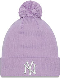 New Era York Yankees Metallic Pom Pom Pom Beanie Unisex Σκούφος Πλεκτός σε Μωβ χρώμα