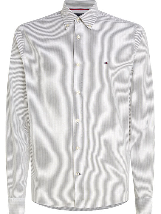 Tommy Hilfiger Men's Shirt Long Sleeve Striped Khaki