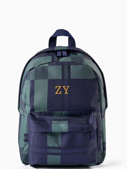 Zippy Καρώ School Bag Backpack Elementary, Elementary in Blue color