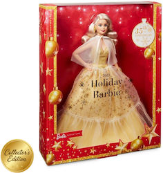 Barbie Колекционерска Barbie 2023 Holiday Golden Gown and Blond Hair за 6+ години+ Години