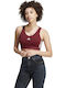 Essentials 3stripes Crop Top Женско Сутиен Червен с Подплата