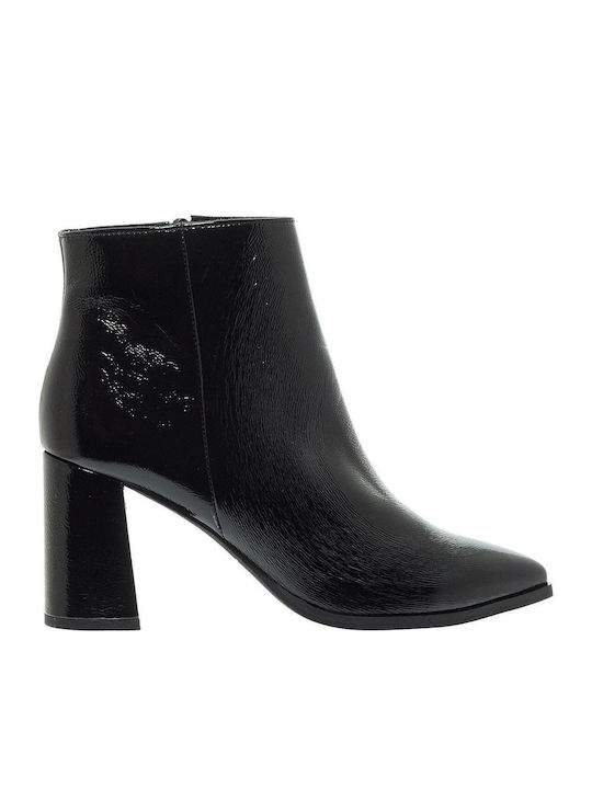 Mourtzi Women's Patent Leather Ankle Boots Black