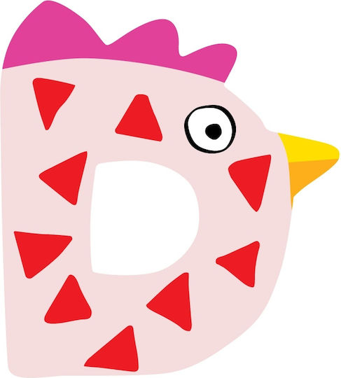 Anemi Collection Decorative Letter Animals Pink made of Wood 5x0.5x7εκ.