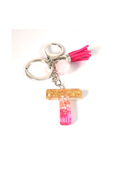 Keychain Sticlă Monogramă Argintiu