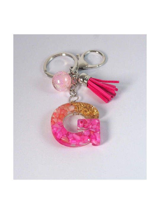 Keychain Sticlă Monogramă Argintiu