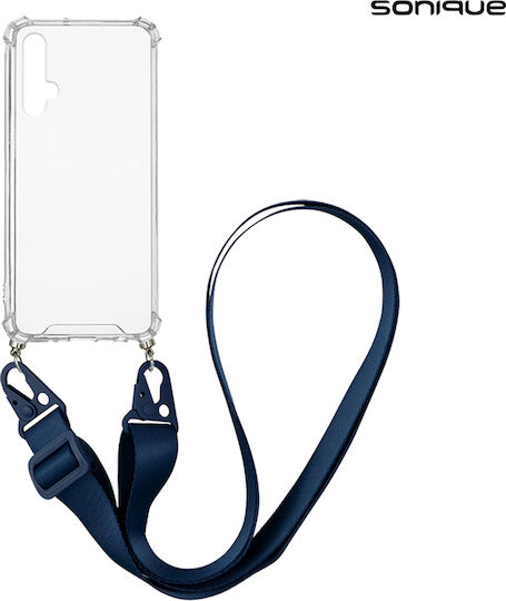 Sonique Strap Back Cover Silicone Transparent & Dark Blue (Huawei Nova 5T / Honor 20)