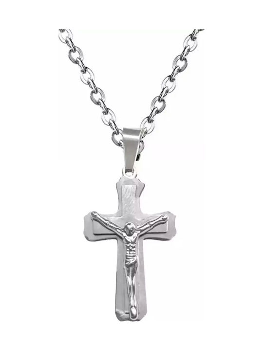 Bode Crucifix Bărbat Din Oțel Cu Lanț