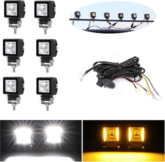 Квадрат Водоустойчиви Фарове за кола LED Mazda 6 12V 5.9см с Бял осветление 6бр