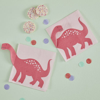 Party Napkins Pop Out Dinosaur Pink 16pcs