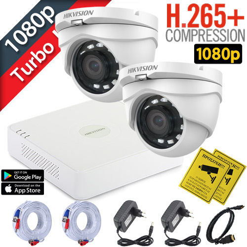 Hikvision Sistem de Supraveghere DS-7104HGHI-K1 S 2 Camere Camere Supraveghere video 1080p cu Recorder DVR DS-2CE56D0T-IRMF