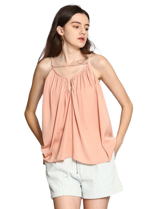 See U Soon Women's Summer Blouse with Straps Pink