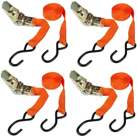 Factory Car Luggage Strap with Ratchet Orange 450x2.5cm 4pcs