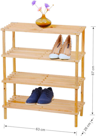 Ξύλινη με 4 Ράφια Μπεζ 63x26x67cm 31552 Ξύλινη με 4 Ράφια Μπεζ 63x26x67cm 31552