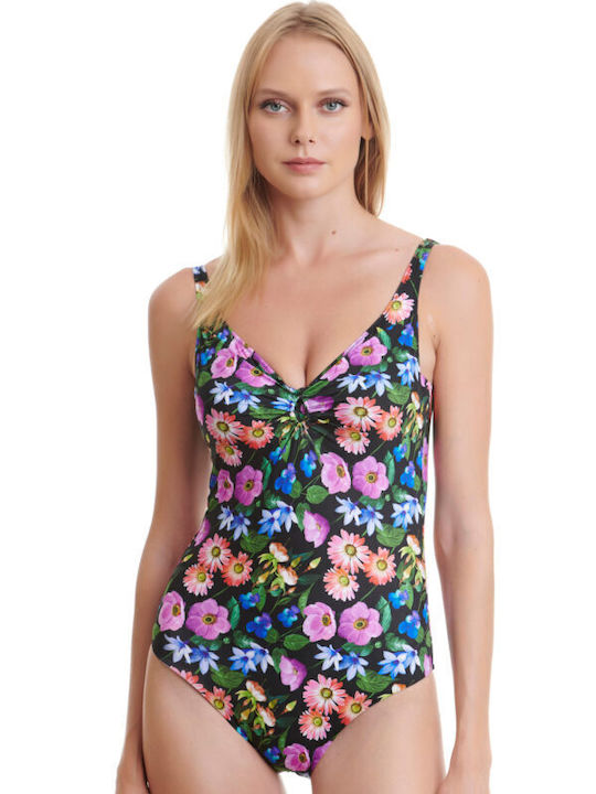 Erka Costum de baie întreg Floral Negru