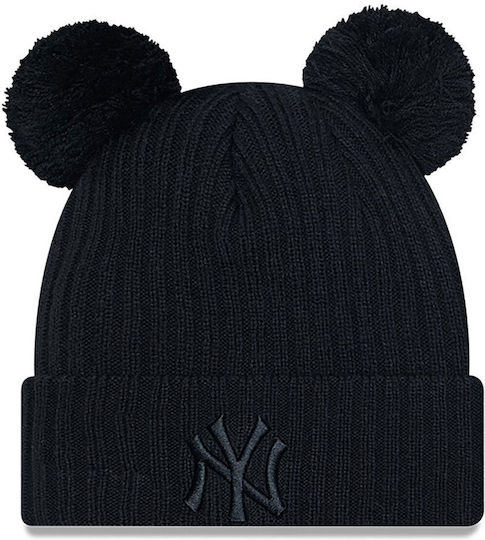 New York Yankees Pom Pom Beanie Γυναικείος Σκούφος Πλεκτός σε Μαύρο χρώμα