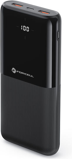 Forcell F-Energy P20k1 Power Bank 20000mAh 20W με 2 Θύρες USB-A και Θύρα USB-C Power Delivery / Quick Charge 3.0 Μαύρο