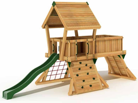Showood Holzturm für professionellen Gebrauch mit Kletterfläche 1000x610cm. Braun