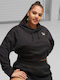 Puma Classics Cropped Γυναικείο Φούτερ με Κουκούλα Μαύρο