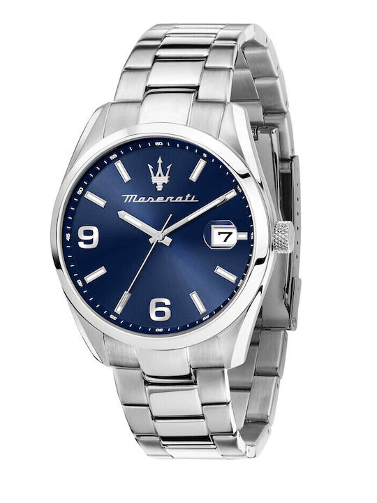 Maserati Ανδρικό Ρολόι 43mm Μπαταρίας με Ασημί ...
