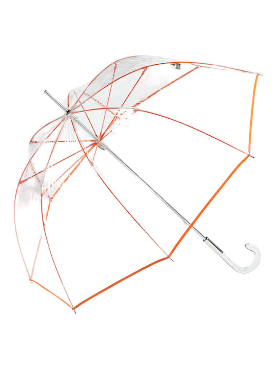 Ezpeleta Rezistent la vânt Umbrelă de ploaie cu baston de mers pe jos Transparent / Portocaliu