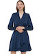 Karim Mini Hemdkleid Wickel Blau