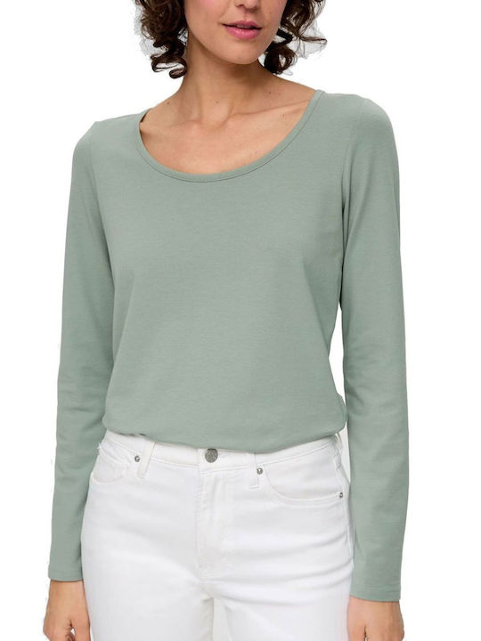 S.Oliver Women's Blouse Cotton Long Sleeve Green