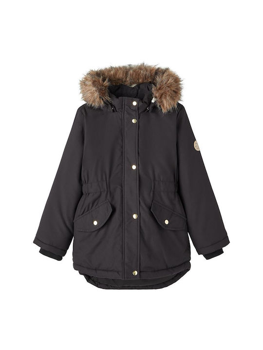 Name It Girls Parka Black with Ηood