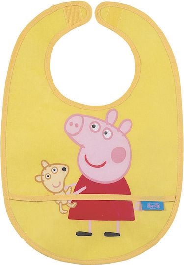 Petit Jour Paris Peppa Pig Lätzchen Kunststoff mit Bügelverschluss und Schlaufe & Tasche Gelb
