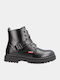 Shera Sneakers Leather Kids Boots with Laces Black