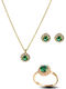 Paraxenies Set with Necklace , Earrings & Ring from Silver Gold Plated with Stones