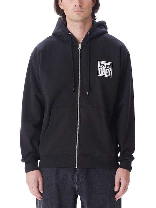 Obey EYES ICON Men's Sweatshirt Jacket with Hood Black