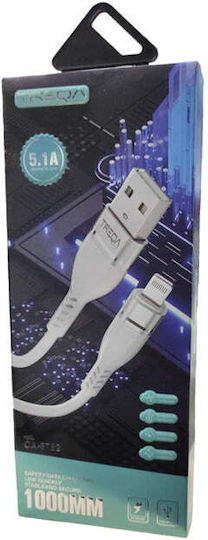 Treqa CA-8782 USB-A to Lightning Cable Λευκό 1m