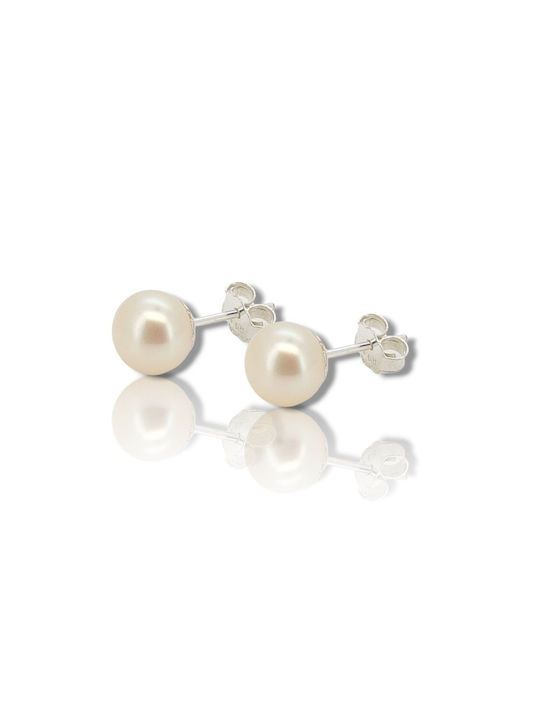 Mentzos Earrings made of Silver with Pearls