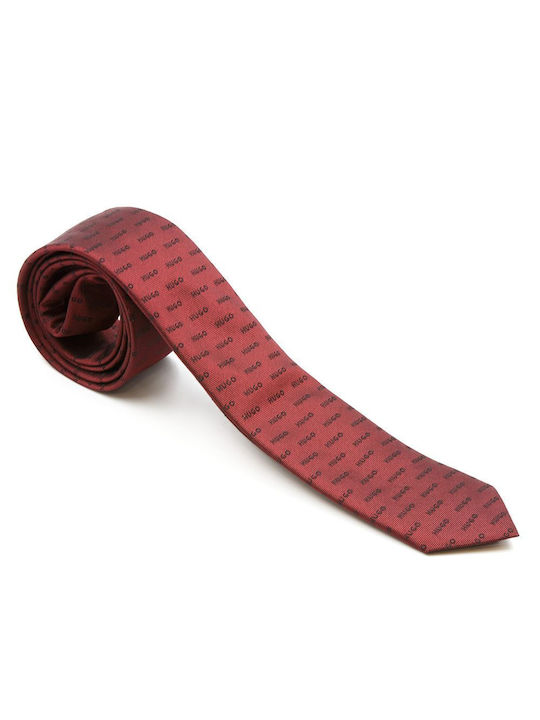 Hugo Boss Ανδρική Γραβάτα με Σχέδια σε Κόκκινο Χρώμα