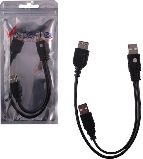 Volte-Tel USB 2.0 Cable USB-A male - USB-A female / USB-A male Μαύρο 0.3m ()