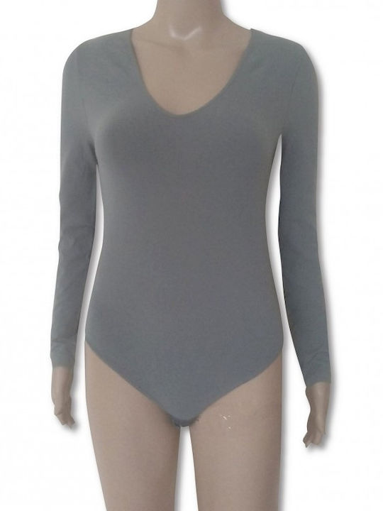 Diana Long Sleeve Bodysuit Gray