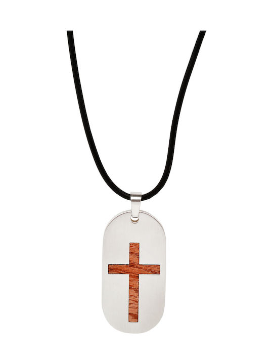 Tribute Men's Cross from Steel with Cord