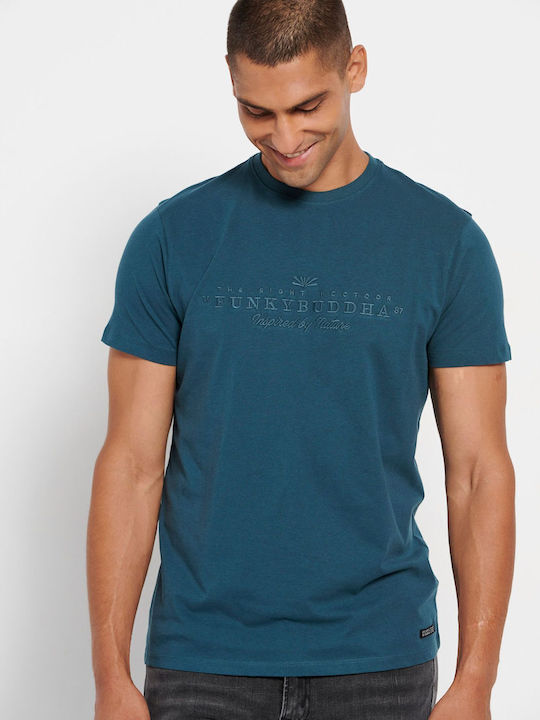 Funky Buddha T-shirt Bărbătesc cu Mânecă Scurtă Albastru